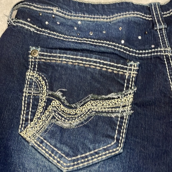 Cato Dark Blue Denim Shorts with Sparkling Details on the Pockets - Picture 4 of 8